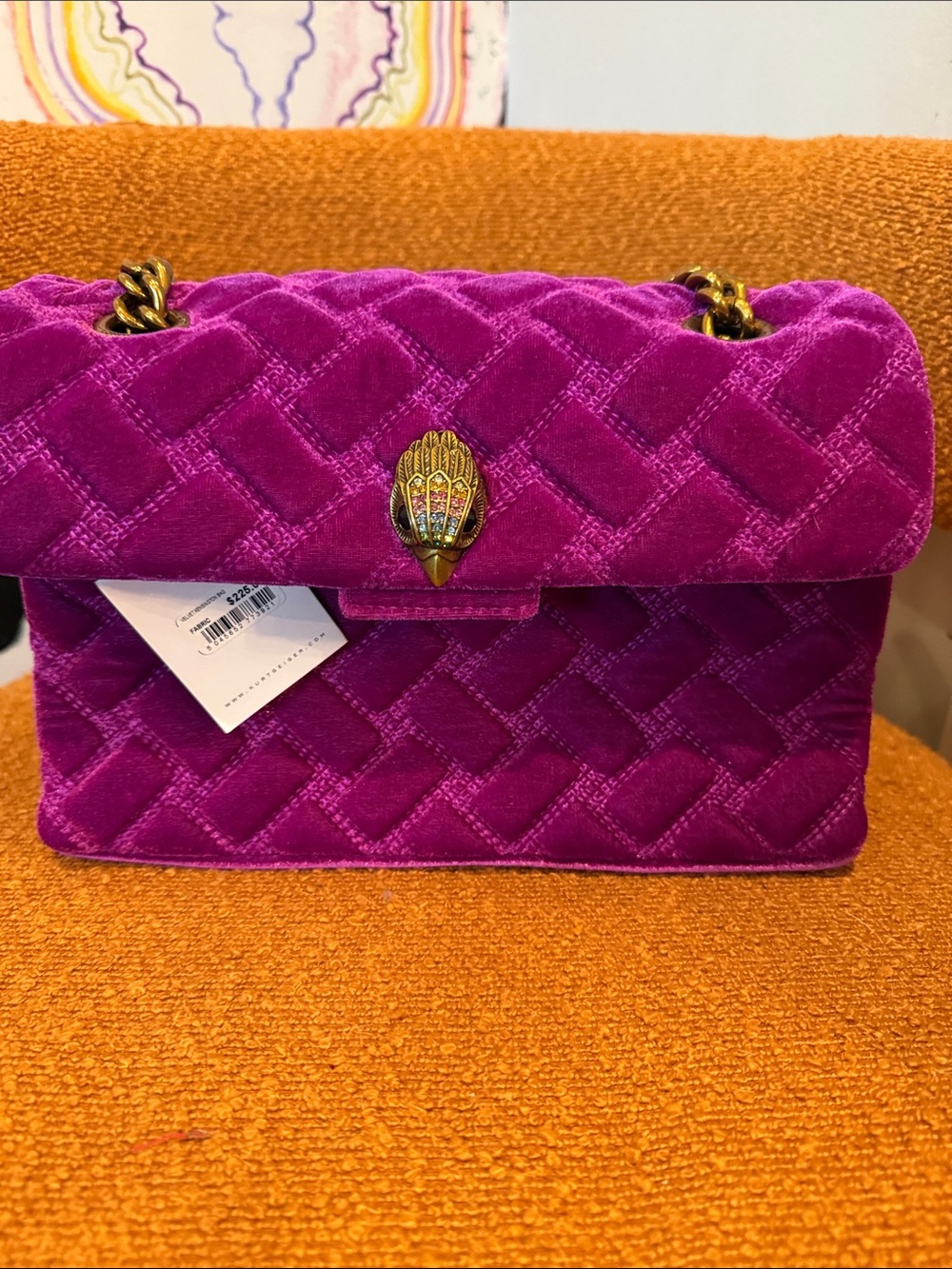Women's Quilted Velvet Shoulder Bag - Fuchsia Pink